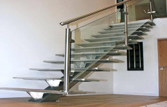 Straight Run Designer Stainless Steel Staircase