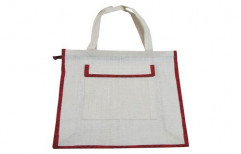 White Plain Multipurpose Red Bordered Jute Bag, Capacity: 5-7 Kg
