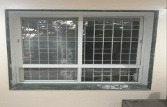 White Powder Coated 3 Track Aluminium Sliding Window, For Residential