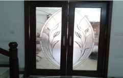 Hinged Silver Stained Glass Door, Thickness: 20 Mm