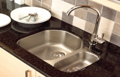 Ajanta Single Square Undermount Kitchen Sink, Double