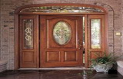 White Primer Coated Burma Champ Wood Oval Panel Main Entrance Door, Size/Dimension: 33x84inch, 2150mm