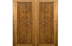 Carved Teak Wood Double Door, For Home
