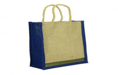 Light Brown And Blue Multipurpose Jute Bag