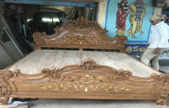 MBK Without Box Teak Wood Double Bed, Size: 6x6.25 Inch