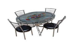 Powder Coated Silver,black 4 Seater SS Dining Table Set, For Restaurant, Size/Dimension: 4*3 Feet