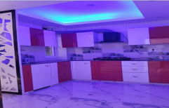 Red and White Modular Kitchen Cabinets