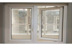 White (Frame) Powder Coated Aluminium Hinged Casement Window, For Home