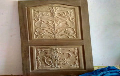 Interior Brown Flower Design Wooden Door