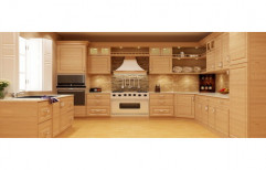 Light Brown Wooden Modular Kitchen