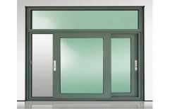 Modern Polished Aluminium Sliding Glass Window, For Office