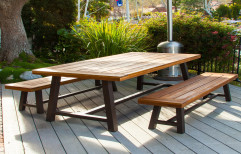 Teak Wood Brown Outdoor Dining Table Set