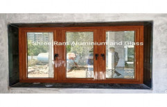 Brown Designer Aluminium Wooden Powder Coating Window, Rectangular