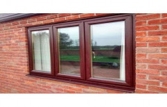 Hinged Residential Walnut UPVC Combination Window, Glass Thickness: 5-10mm