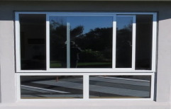 Modern White Aluminium Sliding Window, For Office