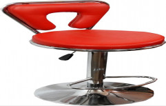 Orange Leather Adjustable Bar Stool Chair, Shape: Round