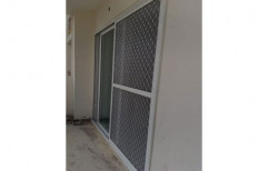 Polished Aluminum Mesh And Grill Sliding Door