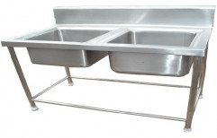 Stainless Steel Silver Double Bowl Kitchen Sink