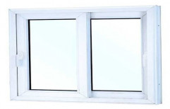 White UPVC Two Track Sliding Window, Glass Thickness: 3mm