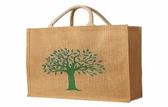 Brown And Green Printed Jute Promotional Bags