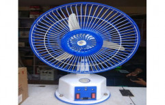 Plastic and Metal Solar Table Fan, 12 V Dc, White & Blue