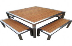 Stainless Steel Table And Bench Set, For Garden, Size: 4 X 4 Feet (table)