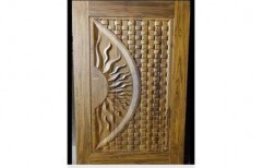 Sun Carved Sagwan Wood Door, For Home
