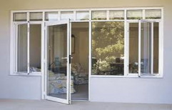 White (frame Color) Aluminium UPVC Glass Door Window, For Home