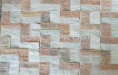 White & Pink Natural Stone Exterior Wall Cladding, Thickness: 10-15 mm