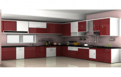 Wooden Commercial Red Crystal Modular Kitchen, Warranty: 1-10 Years