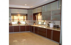 Wooden L Shape Plain Modular Kitchen, Warranty: 1 Year