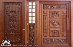 Exterior Teak Wood Carving Door, Size: 7 X 4 Feet