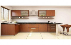 L Shaped Wooden Modular Kitchen, Warranty: 1, Kitchen Cabinets