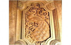 Wood Carved Brown Wooden Peacock Door Carving, 1-300 Mm