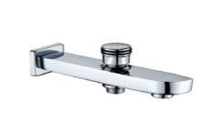 Bath Tub Spout With Button Attachment For Telephone Shower With Wall Flange