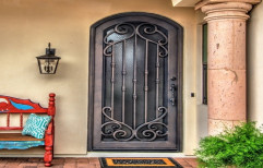 Black 7 Layer Coting Ornamental Iron Security Doors, For Home,office and Commercial, Hinged