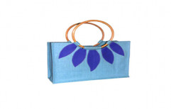 Blue Base Jute Designer Jute Bag
