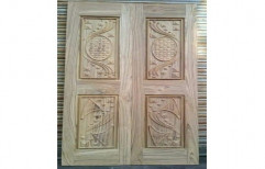 Carved Matt finish Design Teak Wood Door, Size: 84x39 Inch