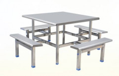 Global Standard Height Stainless Steel 202 Grade Dining Table Set, For Hotel, 5 Years