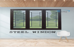 Gray Powder Coated STEEL WINDOW, Size/Dimension: 150x132