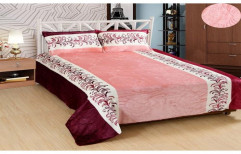 Pink,Maroon Designer Printed Double Cotton Bed Sheet