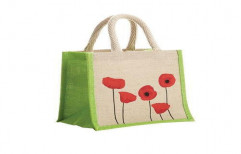 Tape Handle Flower Design Fancy Jute Bag, Capacity: 2 Kg