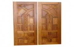 Exterior Carved Teak Wood Double Door, Size: 7x3 Feet