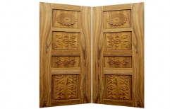 Hinged Teak Wood Carved Double Door