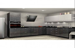 Sleek World L Shape Modern PVC Modular Kitchen, Kitchen Cabinets