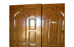 Unpolished Teak Wood Double Door