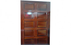 Wood Polished Grid Design Wooden Door