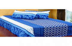 Cotton Double Blue Printed Bedsheet, Size: 2.44 X 2.44 Meter