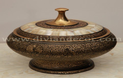 Divian Round Brass and Mother of Pearl Bowl, Size: 6 Inches