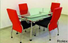 Glass Rolex SS Dining Table Set
